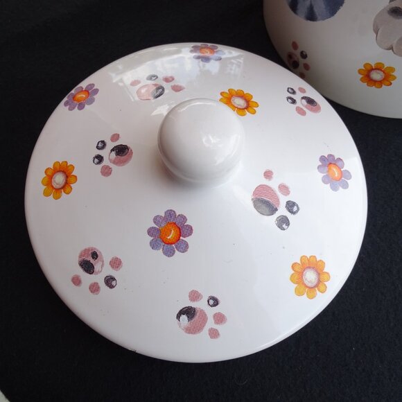 Vintage Cat Cookie Jar 9"Tx6.25"W with Paw Prints - Picture 12 of 14